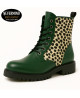 8-eye green leather rangers with leopard bovine fur – Nevermind Wild Instinct