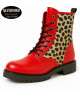 8-eye red leather rangers with leopard bovine fur – Nevermind Wild Instinct