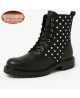 8-eye black leather rangers with white polka dots – Nevermind "REBEL PATTERNS" collection