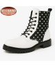 8-eye white leather rangers with white polka dots – Nevermind "REBEL PATTERNS" collection