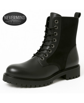 Rangers 8 œillets cuir et nubuck noir – Nevermind collection Urban Shades