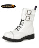 10-eye white leather rangers with double straps – Nevermind Iron Straps
