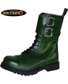 Rangers 10 ojales cuero verde con doble correa – Nevermind Iron Straps