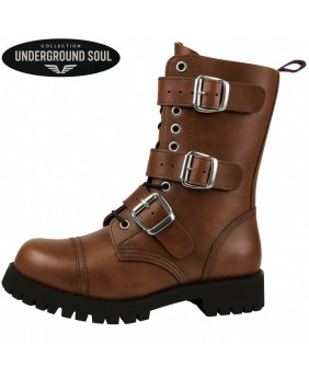 10-eye brown leather rangers with triple straps – Nevermind Underground Soul