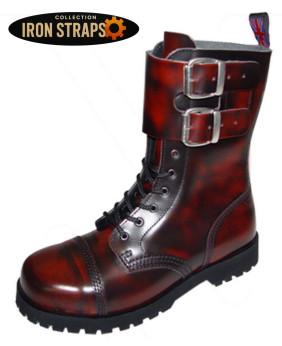 Rangers cuir cherry patiné à boucles Iron Straps Nevermind