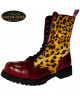 Collection Urban Lynx – rangers 10 œillets cuir bordeaux et fourrure Lynx
