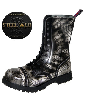 Rangers 10 œillets cuir noir toiles d’araignées– Steel Web Collection