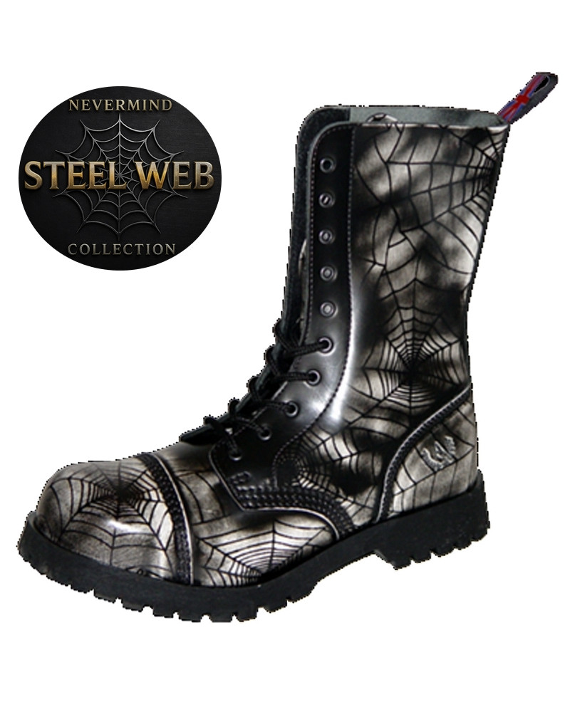Rangers 10 ojales cuero negro telarañas– Steel Web Collection