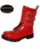 Red steel-toe rangers with straps – Iron Reign Collection.