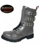 Grey steel-toe rangers with straps – Iron Reign Collection.