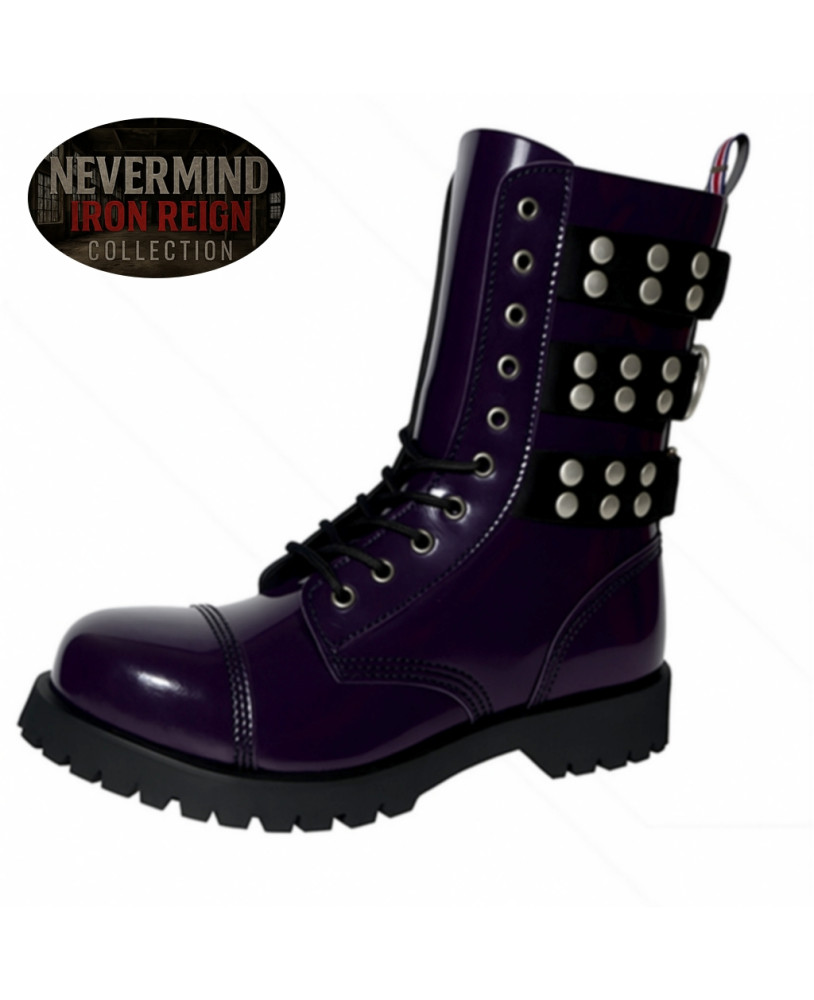 Rangers viola verniciate con punta in acciaio – Collezione Iron Reign.