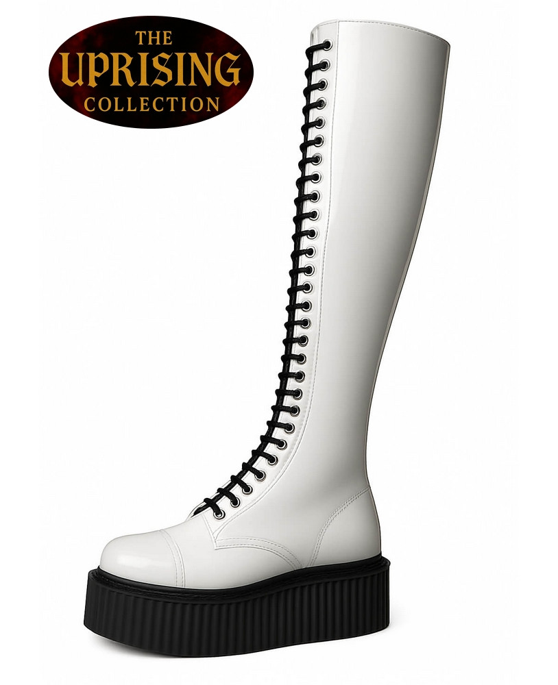 Gothic-Stiefel Leder Weiß Plateau – The Uprising