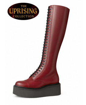 Stivali gotici pelle ciliegia platform 30 occhielli – The Uprising