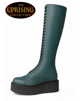 Stivali gotici pelle verde petrolio platform 30 occhielli – The Uprising