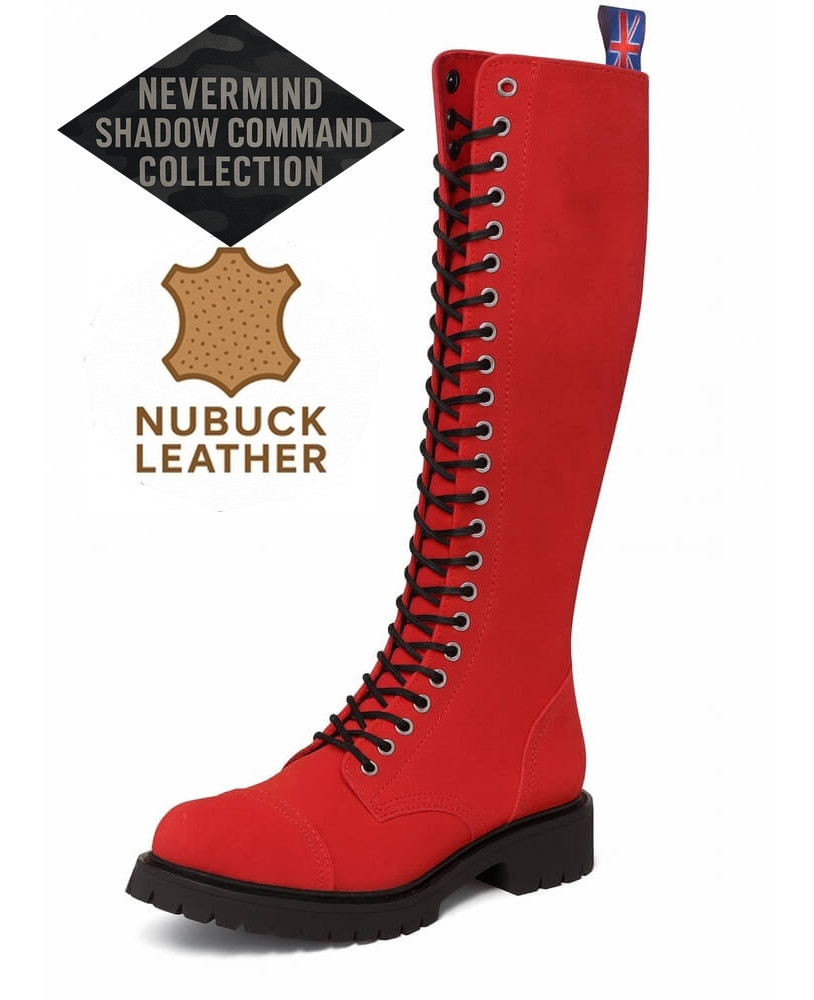 Red nubuck leather 30-eyelet rangers – Shadow Command collection