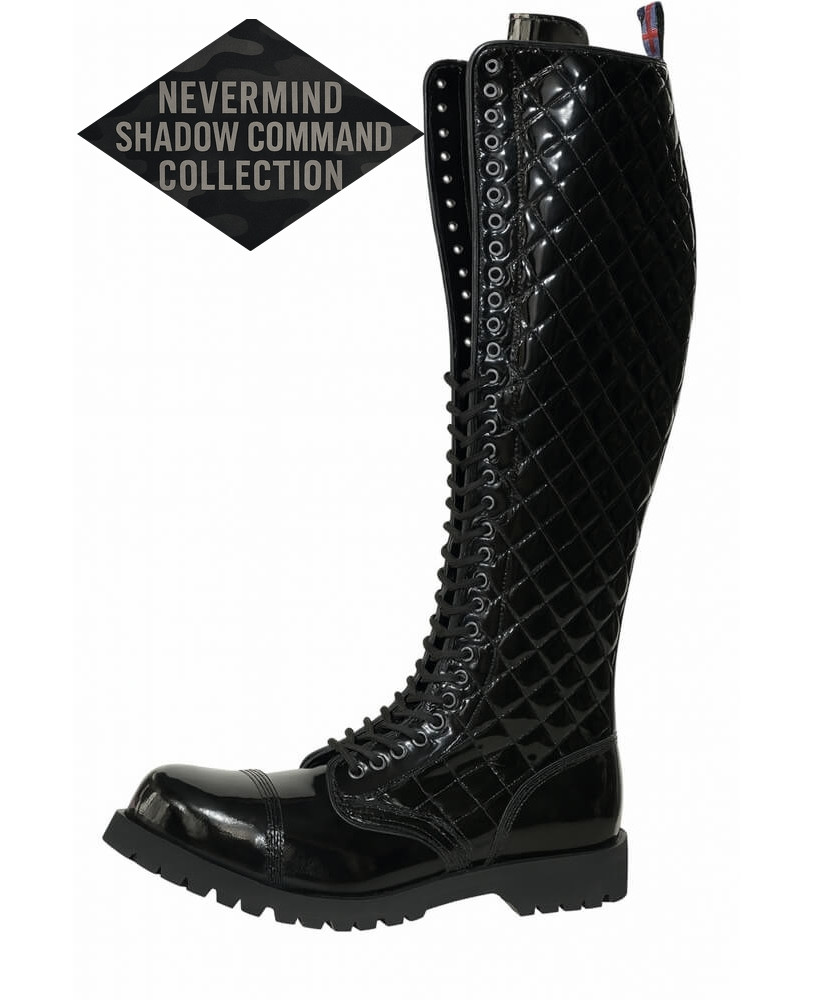 Rangers de charol acolchado negro 30 ojales – colección Shadow Command