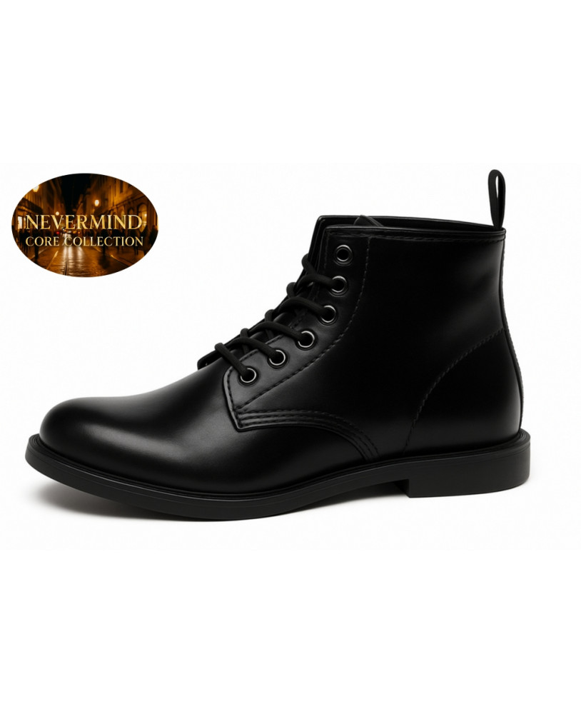 Botines negros de cuero plena flor Nevermind Core Collection con estilo rock contemporáneo