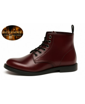 Nevermind Core Collection burgundy leather ankle boots with refined rock-inspired design