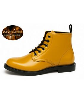 Mustard full-grain leather ankle boots Nevermind Core Collection, bold and refined design