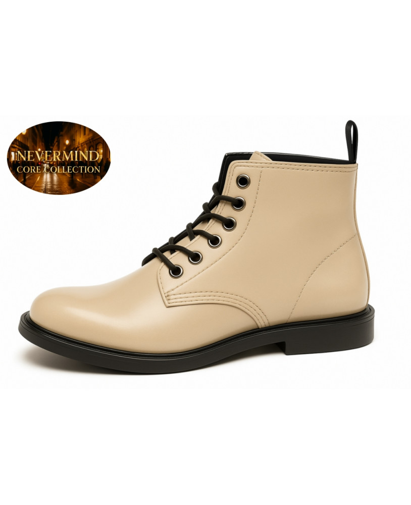 Botines beige de cuero plena flor Nevermind Core Collection, estilo elegante y moderno