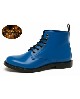 Boots bleu vif en cuir pleine fleur Nevermind Core Collection, esprit rock lumineux