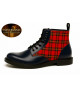 Blue leather and red tartan ankle boots Nevermind Core Collection – handcrafted luxury with a punk edge