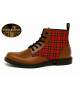 Brown leather and red tartan ankle boots Nevermind Core Collection – British spirit meets artisanal luxury