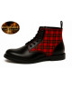 Black leather and red tartan ankle boots – red stitching, pure Nevermind identity
