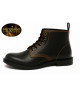 Black leather ankle boots orange stitching Nevermind Core Collection
