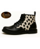 Black leather and lynx-style bovine fur boots Nevermind Core Collection