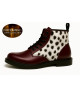 Burgunderrote Lederstiefelette mit Rinderfell Luchs-Look Nevermind Core Collection