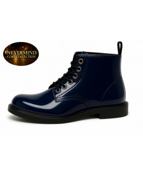 Navy patent leather ankle boots Nevermind Core Collection