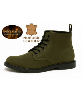 Bottine cuir nubuck vert olive – Collection Core Nevermind