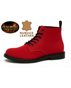 Bottine cuir nubuck rouge feu – Collection Core Nevermind