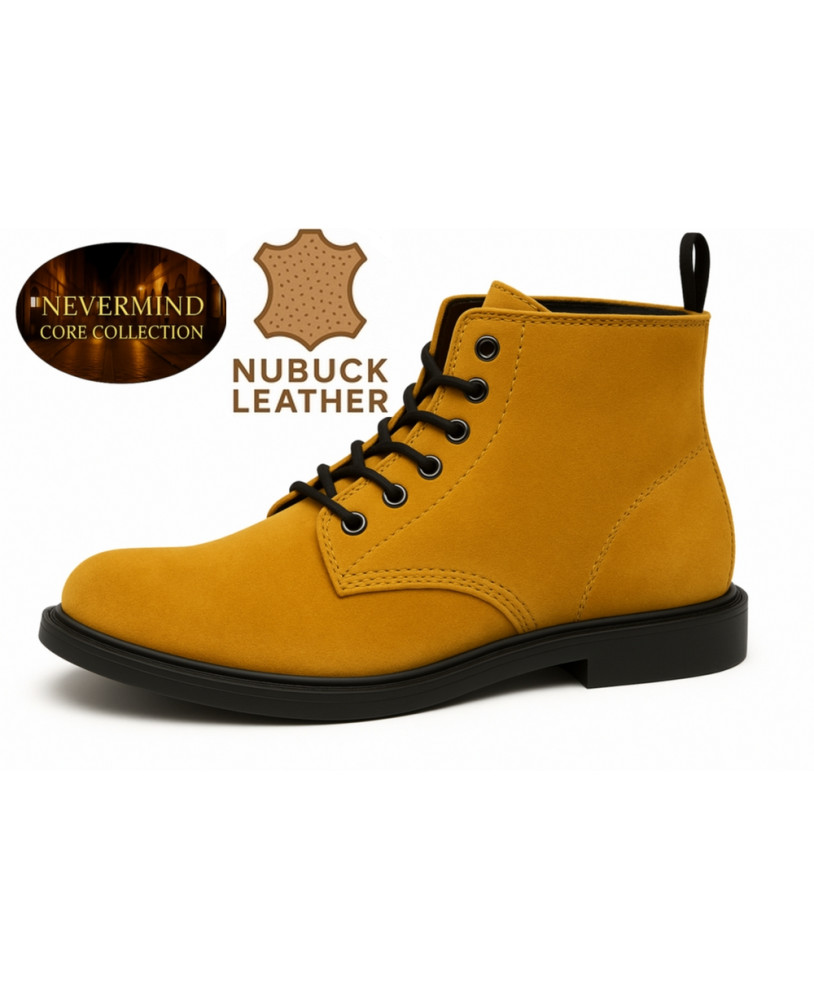 Botín de cuero nobuck amarillo mostaza – Nevermind Core Collection