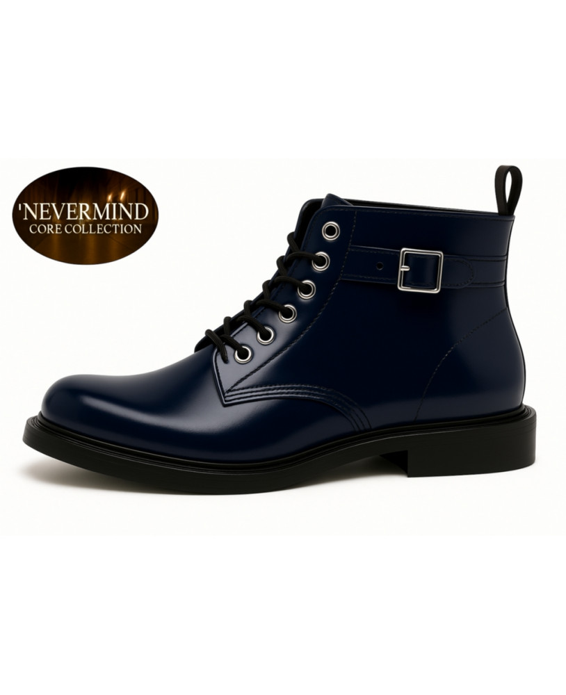Bottine en cuir bleu marine à boucle – Collection Core Nevermind