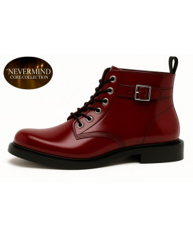 Bottine en cuir bordeaux à boucle – Collection Core Nevermind