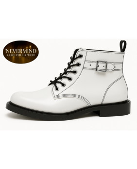 Bottine en cuir blanc à boucle – Collection Core Nevermind