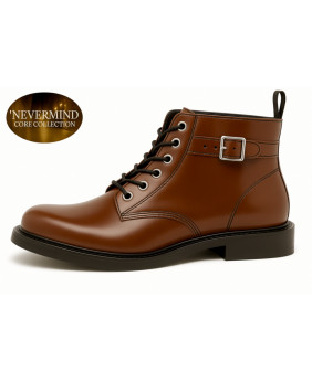 Bottine en cuir marron à boucle – Collection Core Nevermind