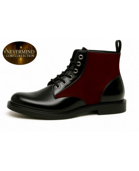 Boots cuir noir et suédine bordeaux – Nevermind Core Collection