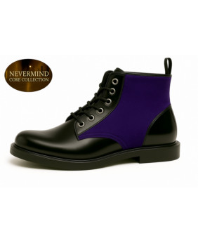 Boots cuir noir et suédine violette – Nevermind Core Collection