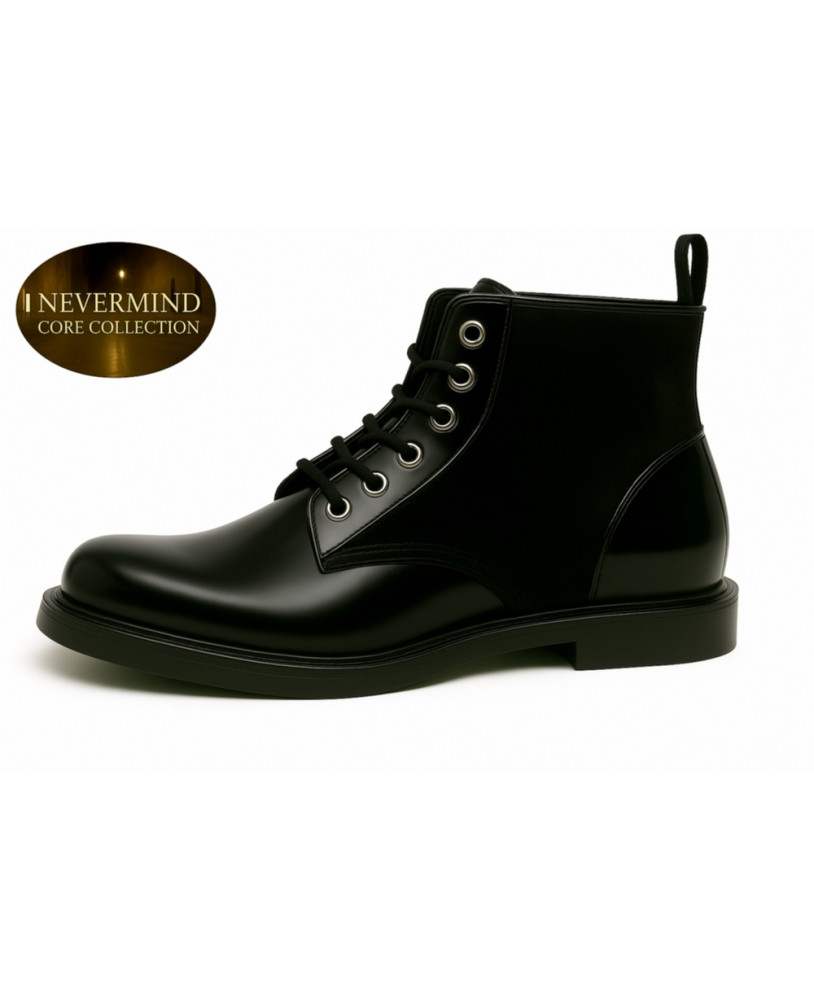 Boots cuir noir et suédine noire – Nevermind Core Collection