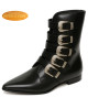 Botines de cuero negro con 5 hebillas, Nevermind Imperial Code Collection.
