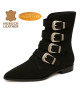Black nubuck leather 4-buckle boots, Nevermind Imperial Code Collection.