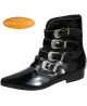 Boots à 4 boucles en cuir noir lisse, Nevermind Imperial Code Collection.