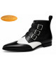 Boots bicolores vintage en cuir noir et blanc, Nevermind Imperial Code Collection.