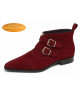 Burgundy suede boots with 2 buckles, Nevermind Imperial Code Collection.