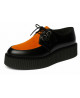 Creepers cuir noir et velours orange Nevermind – style punk-rock