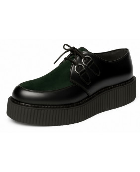 Creepers punk in pelle nera e velluto verde Nevermind