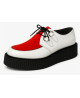 Creepers pelle bianca e velluto rosso – stile rock alternativo